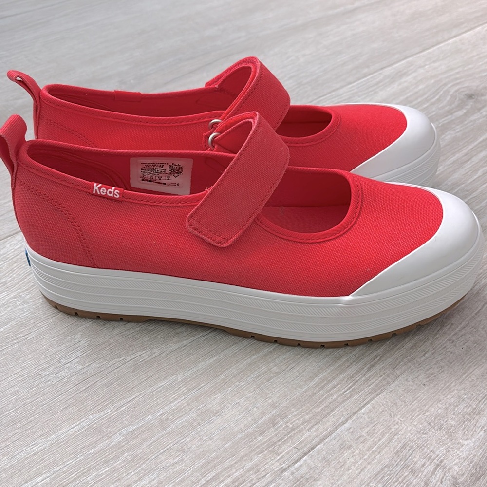 Keds Platform Mary Jane Red Canvas Sneakers size 8 - Picture 3 of 12